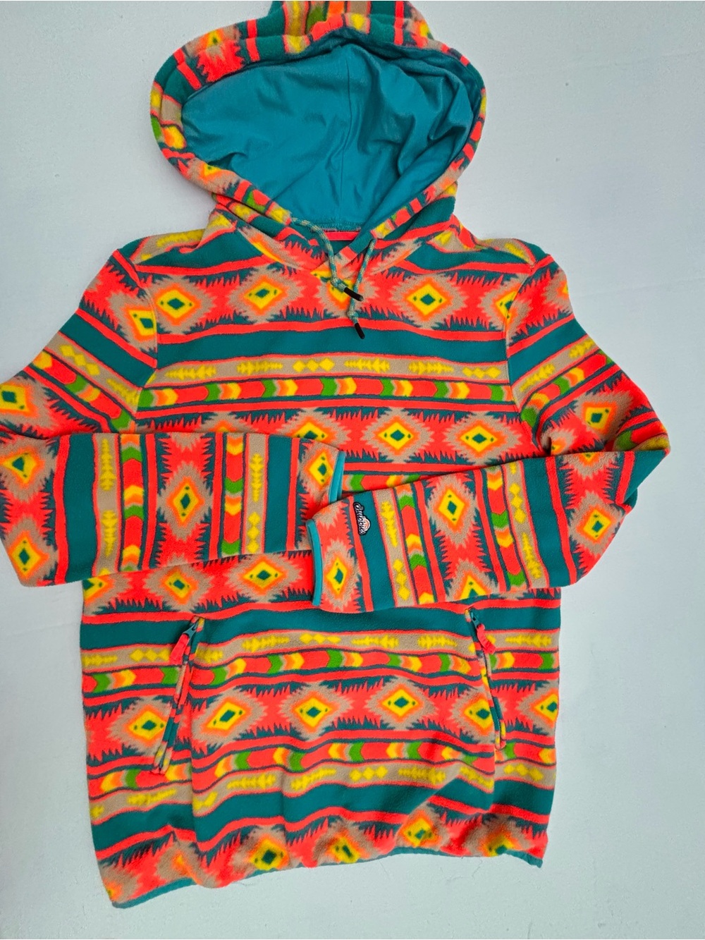 Chubbies Hooded Pullover Bold Neon Aztec Western Hoodie Medium